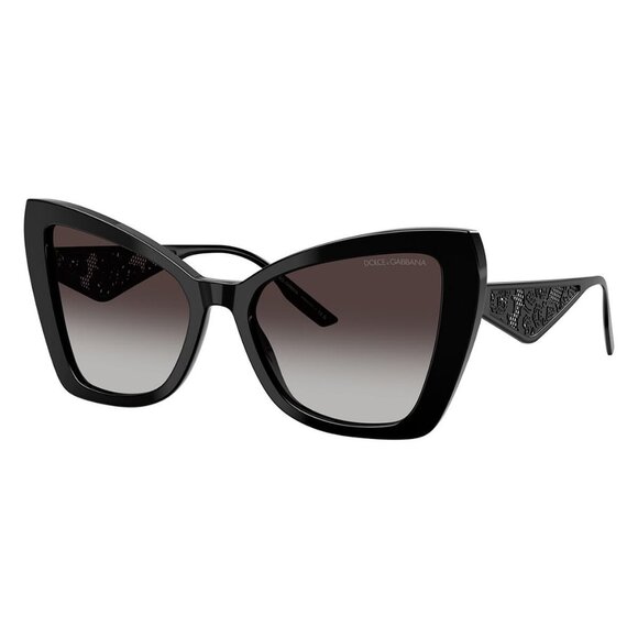 New Dolce & Gabbana Black Cat Eye DG4489 501/8G Sunglasses Women - Picture 1 of 6